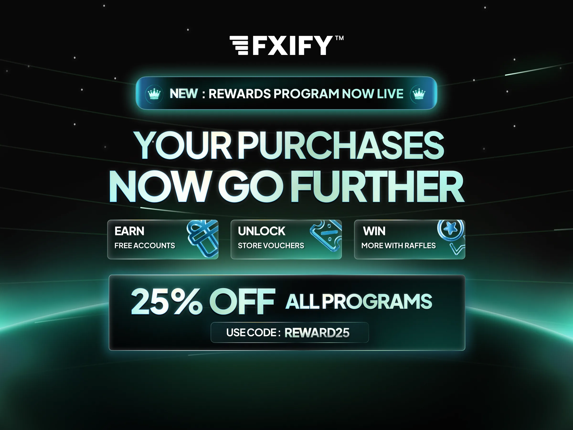 New: FXIFY Rewards Program now live. Earn free accounts, unlock store vouchers and win more with raffles. 25% off all programs with code REWARD25.